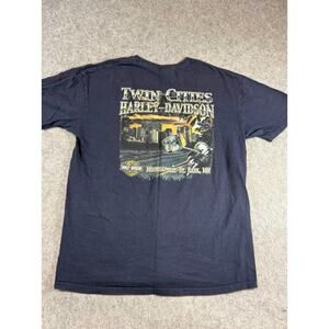VTG Harley Davidson Twin Cities Minneapolis Shirt Mens XL Blue Biker Streetwear